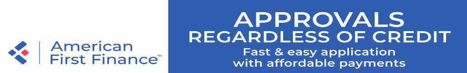 American First Finance logo with text about approvals regardless of credit.