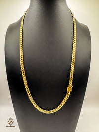 18k Gold Cuban link Chain with Box Lock (24 inches)